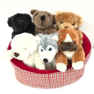 MELISSA & DOUG Dog Bed Full of Plush Stuffed Animals Adoption Puppies Set Of 6